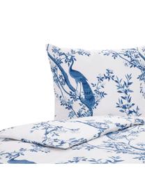 Housse de couette en percale Annabelle, Blanc, bleu, larg. 140 x long. 200 cm