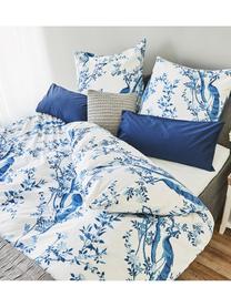 Housse de couette en percale Annabelle, Blanc, bleu, larg. 140 x long. 200 cm