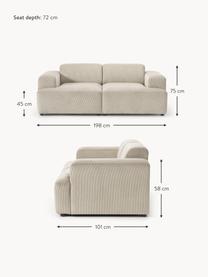Sofa ze sztruksu Melva (2-osobowa), Tapicerka: sztruks (92% poliester, 8, Stelaż: lite drewno sosnowe, cert, Nogi: tworzywo sztuczne, Jasnobeżowy sztruks, S 198 x G 101 cm