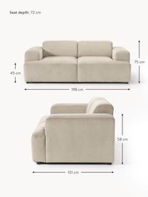 Cord-Sofa Melva (2-Sitzer), Bezug: Cord (92% Polyester, 8% P, Gestell: Massives Kiefernholz, Spa, Füße: Kunststoff Dieses Produkt, Cord Hellbeige, B 198 x T 101 cm