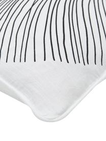 Bavlněný povlak na polštář Thiago, 100 % bavlna, Bílá, černá, Š 50 cm, D 50 cm