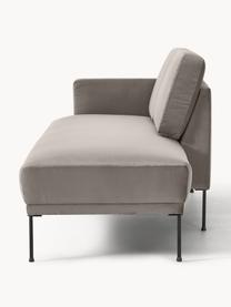 Fluwelen chaise longue Fluente, Bekleding: fluweel (hoogwaardig poly, Frame: massief grenenhout, Poten: gepoedercoat metaal Dit p, Fluweel greige, B 202 x D 85 cm, rugleuning links