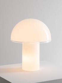Ručně foukaná stolní lampa Onfale, různé velikosti, Ručně foukané opálové sklo, Bílá, Ø 36 cm, V 44 cm