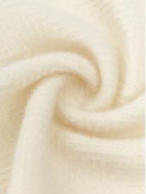 Coperta in lana con motivo a spina di pesce e frange Tirol-Mona, Bianco latte, Larg. 140 x Lung. 200 cm
