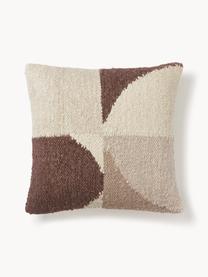 Copricuscino con decoro astratto Jasper, Retro: 100% cotone, Taupe, beige, bianco latte, Larg. 45 x Lung. 45 cm