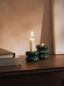 2in1 Kerzen- und Teelichthalter Orta aus Marmor, 2er-Set, Marmor, Dunkelgrün, marmoriert, Set mit verschiedenen Größen