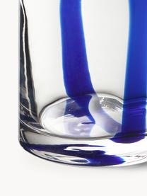 Verres à eau soufflés bouche Taha, 4 pièces, Transparent avec décor bleu royal, Ø 8 x haut. 10 cm, 350 ml