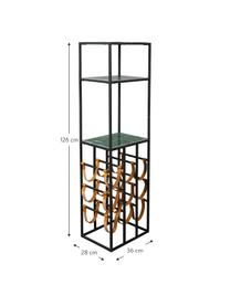 Marmor-Weinregal Mil für 9 Flaschen, Gestell: Metall, pulverbeschichtet, Schwarz, Grüner Marmor, B 36 x H 126 cm