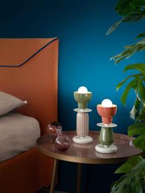 Malá stolní lampa Berimbau, ručně vyrobeno, Oranžová, olivová, tlumeně bílá, Ø 12 cm, V 24 cm