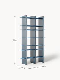 Hohes Regal Rami mit Metall-Elementen, Gestell: Mitteldichte Holzfaserpla, Blau, Petrol, B 100 x H 176 cm