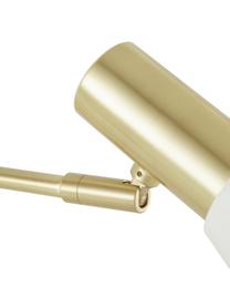 Große Schreibtischlampe Sia aus Metall, Lampenschirm: Metall, pulverbeschichtet, Lampenfuß: Metall, vermessingt, Weiß, Messingfarben, Ø 13 x H 63 cm