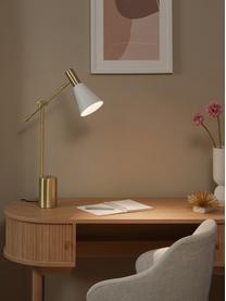 Velká stolní lampa z kovu Sia, Bílá, mosazná, Ø 13 cm, V 63 cm