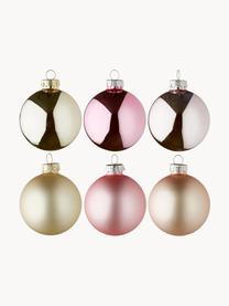 Set de bolas de Navidad Lorene, Ø 6 cm, 24 uds., Champán, rosa pálido, rosa, mate y brillante, Ø 6 cm