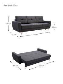 Sofa z funkcją spania i miejscem do przechowywania Bueno (3-osobowa), Tapicerka: 100% poliester, Antracytowy, S 231 x G 92 cm