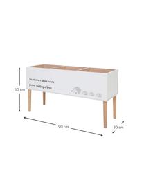 Dřevěný stojan na knihy Salam, Dřevovláknitá deska střední hustoty (MDF), Bíle lakované dřevo, Š 90 cm, V 50 cm