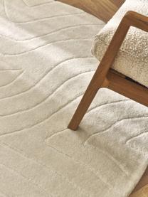 Alfombra redonda artesanal de lana Aaron, Parte superior: 100% lana, Reverso: 100% algodón Las alfombra, Blanco crema, Ø 150 cm (Tamaño M)