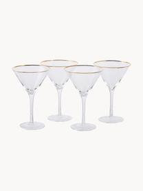 Copas martini Chloe, 4 uds., Vidrio, Transparente con borde dorado, Ø 12 x Al 19 cm