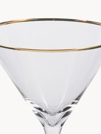 Copas martini Chloe, 4 uds., Vidrio, Transparente con borde dorado, Ø 12 x Al 19 cm