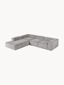 Narożna sofa modułowa XL ze sztruksu Lennon, Tapicerka: sztruks (92% poliester, 8, Stelaż: lite drewno, sklejka, Nogi: tworzywo sztuczne, Szary sztruks, S 329 x G 269 cm, lewostronna