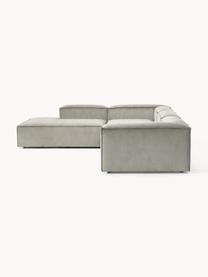 Modulares XL-Ecksofa Lennon aus Cord, Bezug: Cord (92 % Polyester, 8 %, Gestell: Massives Kiefernholz, Spe, Cord Grau, B 329 x T 269 cm, Eckteil links