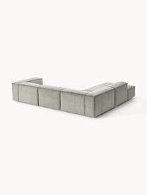 Sofá rinconera modular grande de pana Lennon, Tapizado: pana (92% poliéster, 8% p, Estructura: madera de pino maciza, ma, Patas: plástico Este producto es, Pana gris, An 329 x F 269 cm, chaise longue izquierda