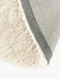 Okrúhly huňatý koberec s vysokým vlasom Leighton, Krémovobiela, Ø 120 cm (veľkosť S)