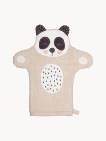 Washandje Panda Penny van biokatoen, 100% biokatoen, Beige, wit, donkergrijs, B 21 x L 25 cm