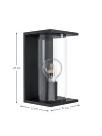 Aussenwandleuchte Cascinetta mit Glasschirm, Lampenschirm: Glas, Schwarz, Transparent, B 17 x H 28 cm