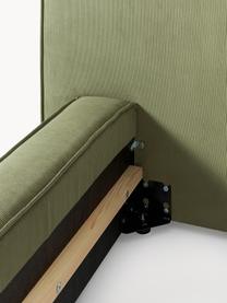 Čalouněná postel z manšestru Lennon, Olivově zelená, Š 208 cm, D 243 cm (plocha k ležení 140 cm x 200 cm)