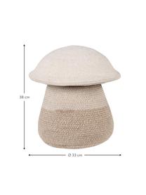 Handgefertigter Kinder-Aufbewahrungskorb Mushroom, H 38 cm, 97 % Baumwolle, 3 % Kunstfaser, Cremeweiß, Beigetöne, Ø 33 x H 38 cm
