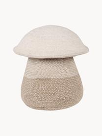 Handgefertigter Aufbewahrungskorb Mushroom mit Deckel, H 38 cm, 97 % Baumwolle, 3 % Kunstfaser, Cremeweiß, Beigetöne, Ø 33 x H 38 cm