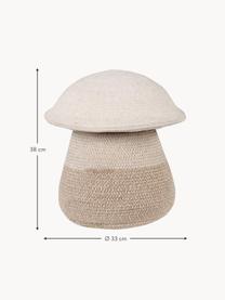 Cesta infantil artesanal Mushroom, 38 cm, 97% algodón, 3% fibra sintética, Blanco crema, tonos beige, Ø 33 x Al 38 cm
