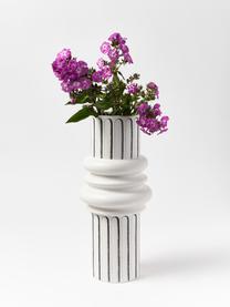 Vase design en céramique Ordini, haut. 45 cm, Céramique, Blanc cassé, noir, Ø 20 x haut. 45 cm