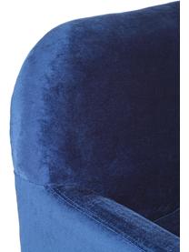 Poltrona in velluto blu Lydia, Rivestimento: velluto di poliestere, Piedini: metallo rivestito, Blu, Larg. 80 x Prof. 75 cm