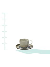 Tasses avec sous-tasses Porcelino Sea, 6 pièces, Gris-vert, beige, gris foncé