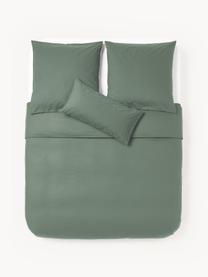 Funda nórdica de percal Elsie, Verde oscuro, Cama 90 cm (155 x 220 cm)