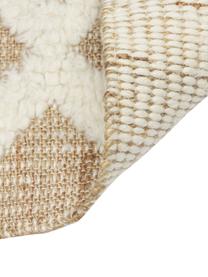 Handgeweven jute vloerkleed Malea in beige/crèmewit, 57 % jute, 35 % wol, 7 % katoen, Beige, crèmewit, B 80 cm x L 150 cm (maat XS)