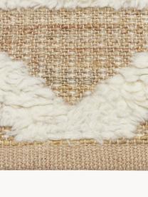 Handgeweven jute vloerkleed Malea, 57% jute, 35% wol, 7% katoen, Beige, crèmewit, B 80 x L 150 cm (maat XS)