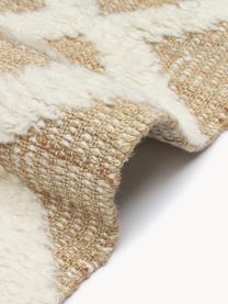 Handgeweven jute vloerkleed Malea, 57% jute, 35% wol, 7% katoen, Beige, crèmewit, B 80 x L 150 cm (maat XS)