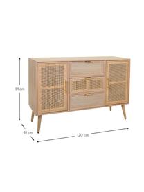 Credenza in legno Cayetana, Piedini: legno di bambù verniciato, Legno di bambù, marrone chiaro, dorato, Larg. 120 x Alt. 81 cm