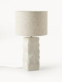 Grosse Tischlampe Kiri mit Betonfuss, Lampenschirm: Leinen, Hellbeige, Ø 29 x H 54 cm
