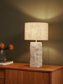 Lampada da tavolo grande con base di cemento Kiri, Paralume: lino, Beige chiaro, Ø 29 x Alt. 54 cm