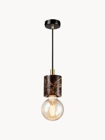 Kleine marmeren hanglamp Siv, Lampenkap: marmer, Bruin, gemarmerd, Ø 6 x H 10 cm