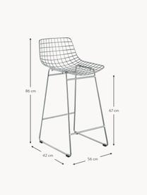 Kovová barová židle Wire, Chromovaný kov, Stříbrná, Š 56 cm, V 86 cm