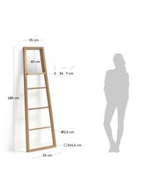 Anlehnspiegel Flavina mit hellem Holzrahmen und Leiterregal, Gestell: Holz, Spiegelfläche: Spiegelglas, Helles Holz, B 55 x H 180 cm