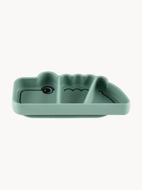 Piatto snack Stick & Stay Croco, 100% silicone, Verde menta, Larg. 21 x Alt. 3 cm