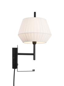 Klassieke wandlamp Dicte met stekker, Lampenkap: stof, Wit, zwart, 21 x 38 cm