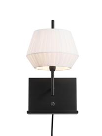 Klassieke wandlamp Dicte met stekker, Lampenkap: stof, Wit, zwart, 21 x 38 cm