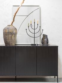 Sideboard Avourio aus Kiefernholz mit geriffelter Front, Korpus: Kiefernholz, Füße: Metall, beschichtet Diese, Kiefernholz, schwarz, B 200 x H 85 cm