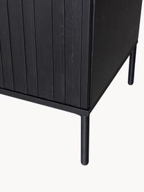 Sideboard Avourio aus Kiefernholz mit geriffelter Front, Korpus: Kiefernholz, Kiefernholz, schwarz, B 200 x H 85 cm